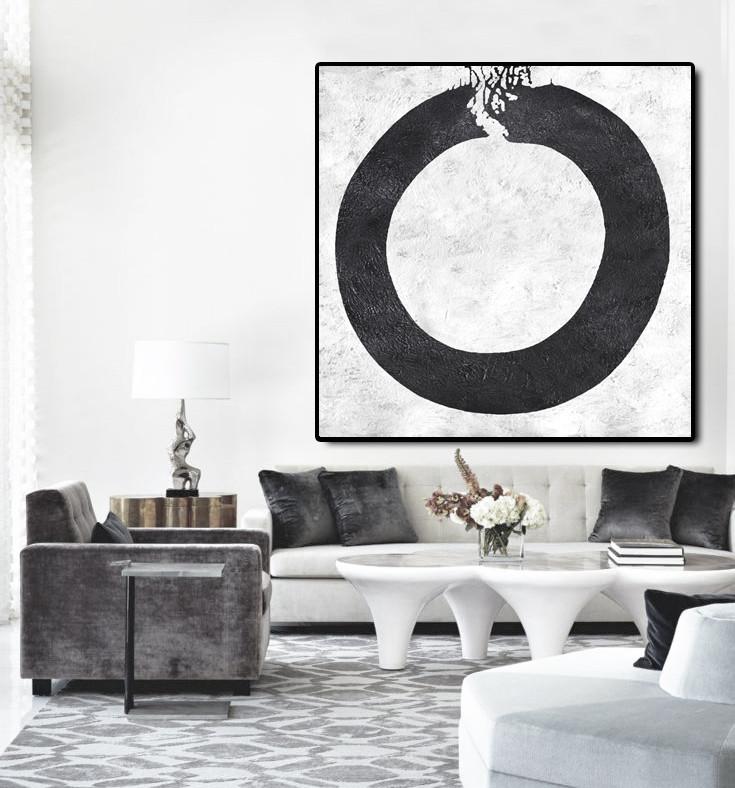 Minimal Black and White Painting #MN18A - Click Image to Close